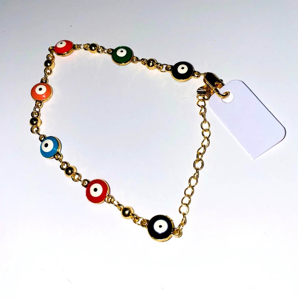 Women's Fashion Jewelry Gold Plated Colorful Evil Eye Anklet Ankle